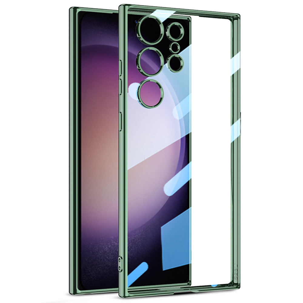 GKK til Samsung Galaxy S23 Ultra Clear TPU-telefonetui elektrobelagt kant stødsikkert beskyttelsescover GKK til Samsung Galaxy S23 Ultra Clear TPU-telefonetui elektrobelagt kant stødsikkert beskyttelsescover